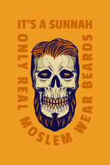 skull head wear wig card poster vector illustration