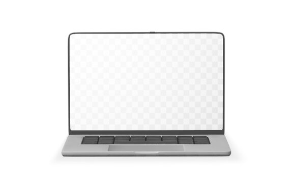 3d realistic laptop with blank screen on light background. Vector illustration
