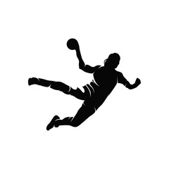 Fototapeta na wymiar Handball player throwing ball - Handball players isolated vector silhouette on white background