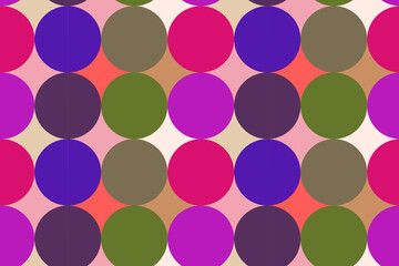 Geometric colorful seamless pattern with multicolored circles on a colored background