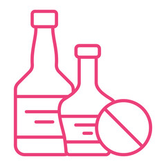 No Alcohol Multicolor Line Icon