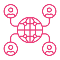 Global Network Multicolor Line Icon