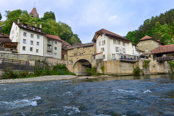 Obraz premium Saanetal bei Freiburg im Üechtland, Fribourg (Schweiz)