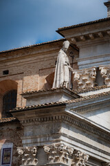 Fototapeta na wymiar Detail of the Urbino Cathedral: Duomo di Urbino, Cattedrale Metropolitana di Santa Maria Assunta. Marche Italy.