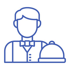 Waiter Multicolor Line Icon