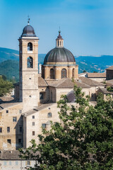 Fototapeta na wymiar The cathedral of Urbino seen from the Albornoz fortress. Marche region, Italy.
