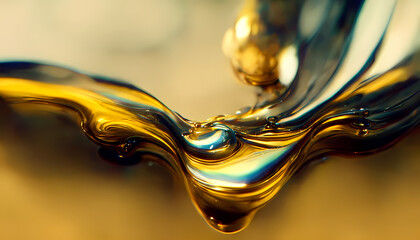 Olive or engine oil splash with waves luxury. 3d render.