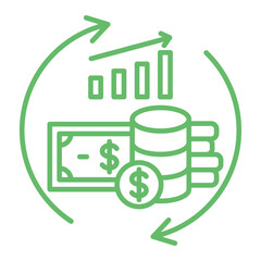 Cash Flow Multicolor Line Icon