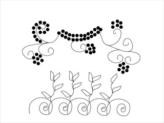 black and white floral elements