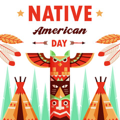 Native American Day, Indian tribal totem. Suitable for events