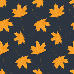 Maple leaf print autumn seamless pattern orange maple leaf vector illustration