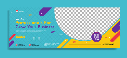 Business webinar horizontal banner template design. Very suitable for online class programs, marketing, etc.