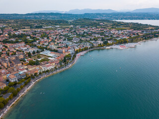 Fototapeta na wymiar Italy, August 2022: panoramic view of Desenzano del Garda in the province of Brescia Lombardy