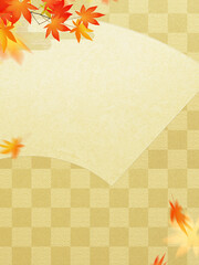Oriental autumn background material with autumn leaves and traditional patterns