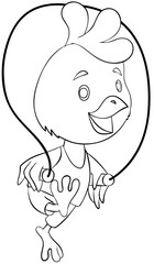 Chicken. Element for coloring page. Cartoon style.
