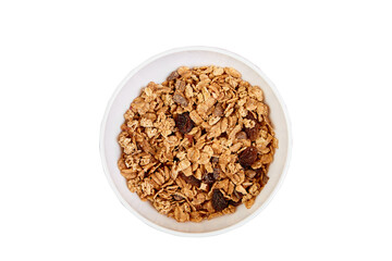 sugar in a glass bowl isolated