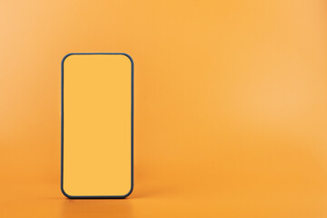 smartphone mockup,mobile phone blank screen frame on orange background