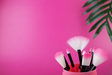 makeup brushes, beauty and fashion, decorative cosmetics ,woman make up product, copy space