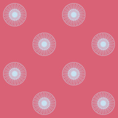 Pink seamless pattern for textile and wrapping paper, round disc wheel