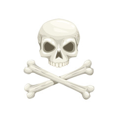 Skull and bones icon, death symbol isolated vector. Halloween object, skeleton