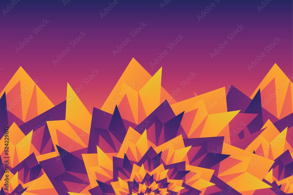 Aufkleber abstract three flowers pattern at the bottom of the illustration with geometric triangular multicolo