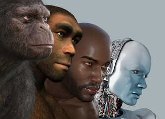 Human evolution, conceptual illustration