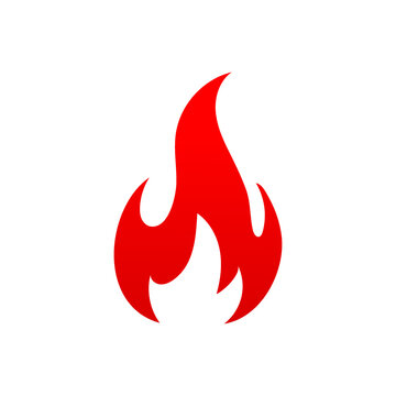 Fire with long waving tongues, red campfire isolated vector icon. Torch flame, burning bonfire blaze symbol. Glowing flare cartoon ignition fire sign