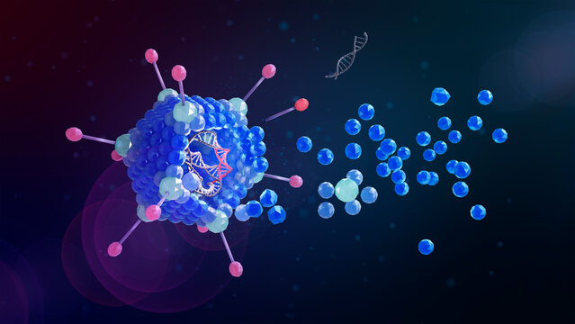 Genetically modified virus, conceptual illustration
