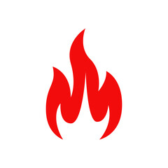 Fire, shining campfire isolated vector icon, red burning torch flame, cartoon bonfire symbol. Glowing flare with long tongues decorative design element