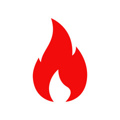 Fire isolated vector icon, red flame, burning bonfire blaze symbol. Shining flare with long waving tongues. Campfire design element, cartoon ignition