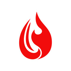 Fire, campfire isolated vector icon, torch flame, red glowing shining flare with long waving tongues. Cartoon decorative element burning bonfire blaze symbol