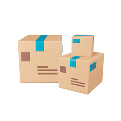Cardboard Delivery Box Icon Isolated 3d Render Illustration