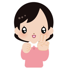 ジャンケン　チョキ　女の子　素材