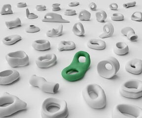 Topological homeomorphism and odd one out, illustration