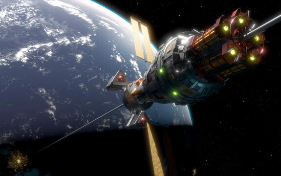 Artwork of a space elevator