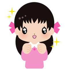 キラキラ　笑顔　リボン　女の子　素材