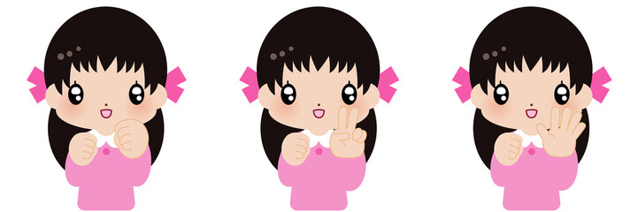 ジャンケン　セット　リボン　女の子　素材