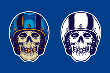 skull head wear helmet vector illustration