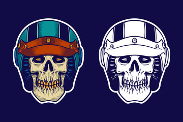 skull head wear helmet vector illustration