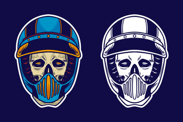 skull head wear helmet vector illustration