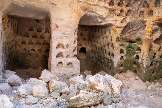 Columbarium cave next to Khirbet Midras, Israel