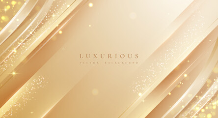 Luxury background with 3D style and glitter effect. Elegant light gold background.