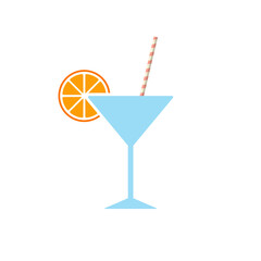 Cocktail Martini with Straw Lime Ice Icon. Party Bar Tropical Coctail. Liquor Pictogram. Vodka Champagne Flat Symbol. Drink Margarita Summer Cocktail Silhouette Sign. Isolated Vector Illustration