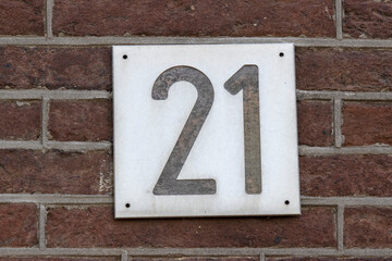 Close Up 21 House Number At Amsterdam The Netherlands 23-6-2022