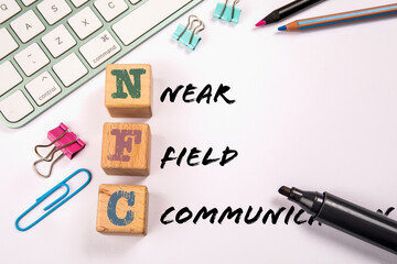 Fototapeta premium NFC - Near Field Communication. Computer keyboard on a white background