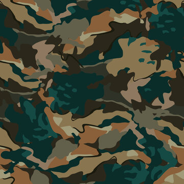 Seamless Camouflage Pattern On Background  