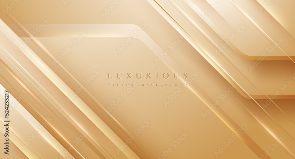Poster elegant cream shade background with line golden elements. luxury background with 3d style.