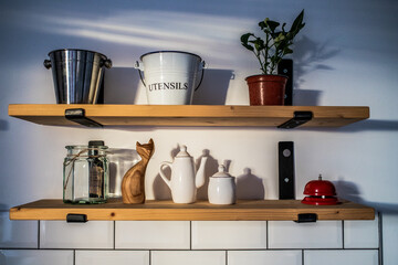 Naklejka na ściany i meble bright modern kitchen detail mock up for product presentation