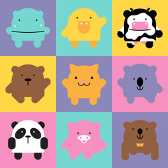 Doodle simple shape abstract animal set