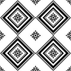 Fabric pattern. Black and white textile, vector seamless pattern. Creative a textile with  geometric symbols, circle, rectangle, square, triangle and water drop shape on brown background, flat design 